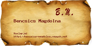 Bencsics Magdolna névjegykártya
